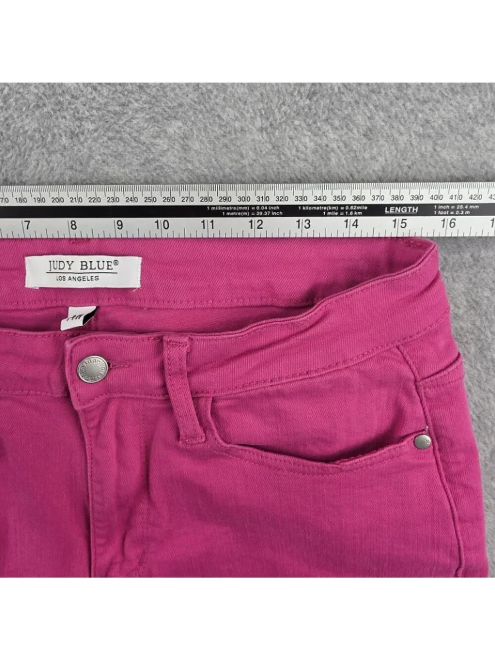 Judy Blue Jeans Womens 14W Pink Neon High Rise Skinny Ankle Stretch Denim